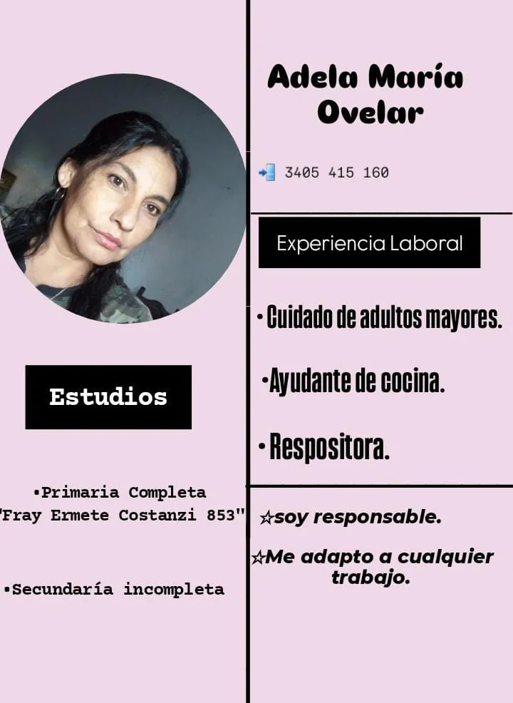 Ayudante de cocina, Cuidado de adultos mayores, Repositora