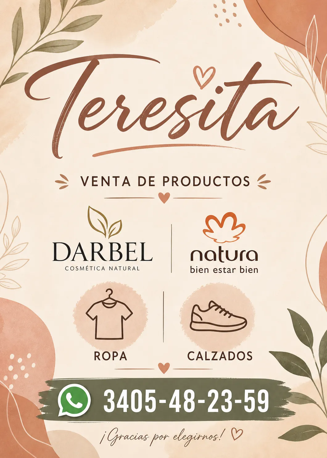 Venta de productos de belleza y ropa, calzados