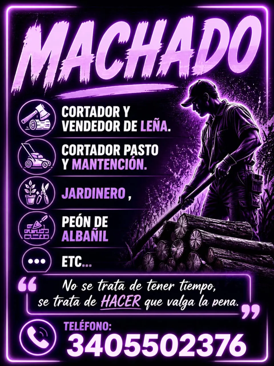 Machado Cortador y vendedor de leña, etc