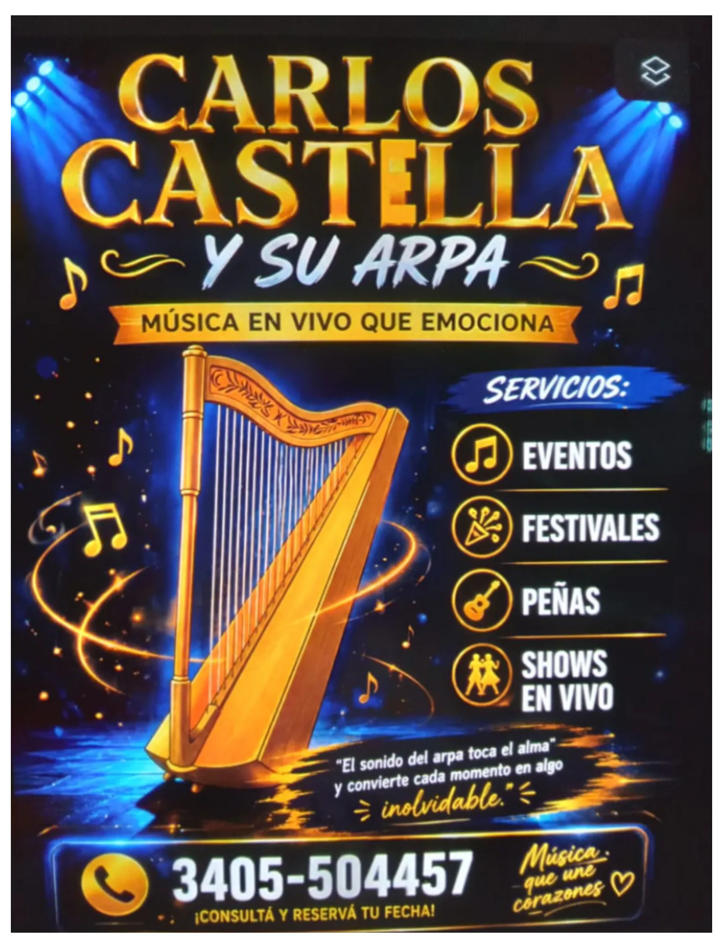 Carlos y su arpa