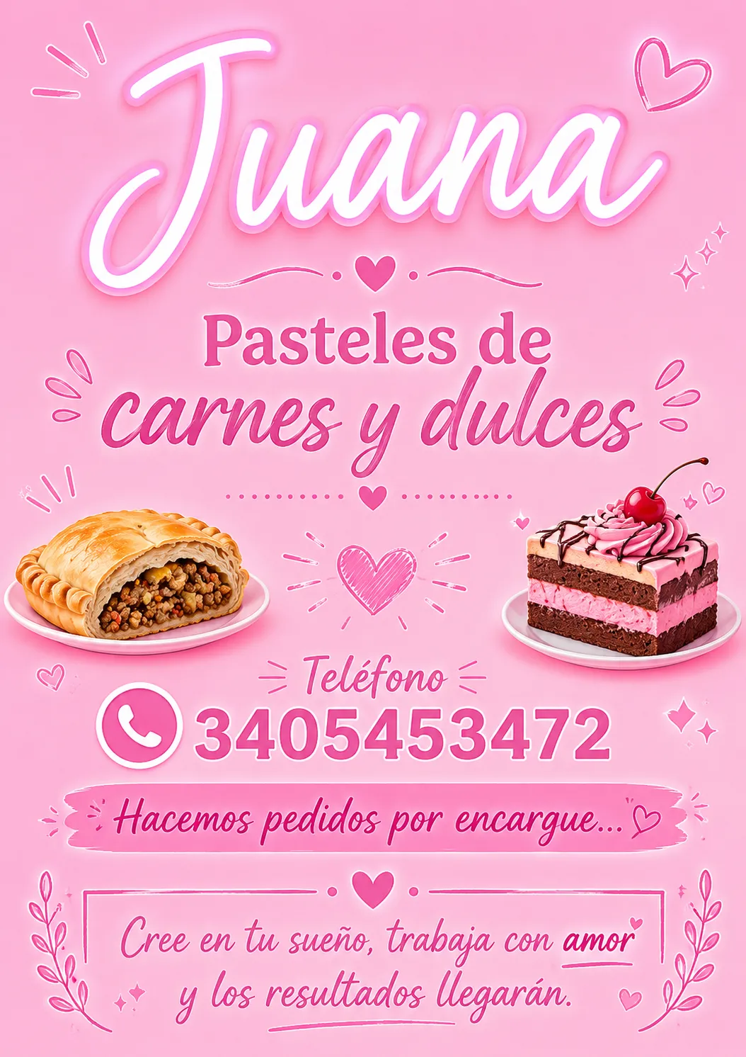 Pasteles de carne y dulces