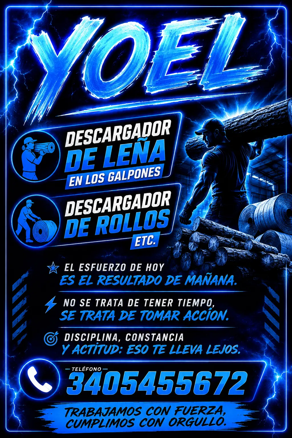 Cargador de leña y rollos