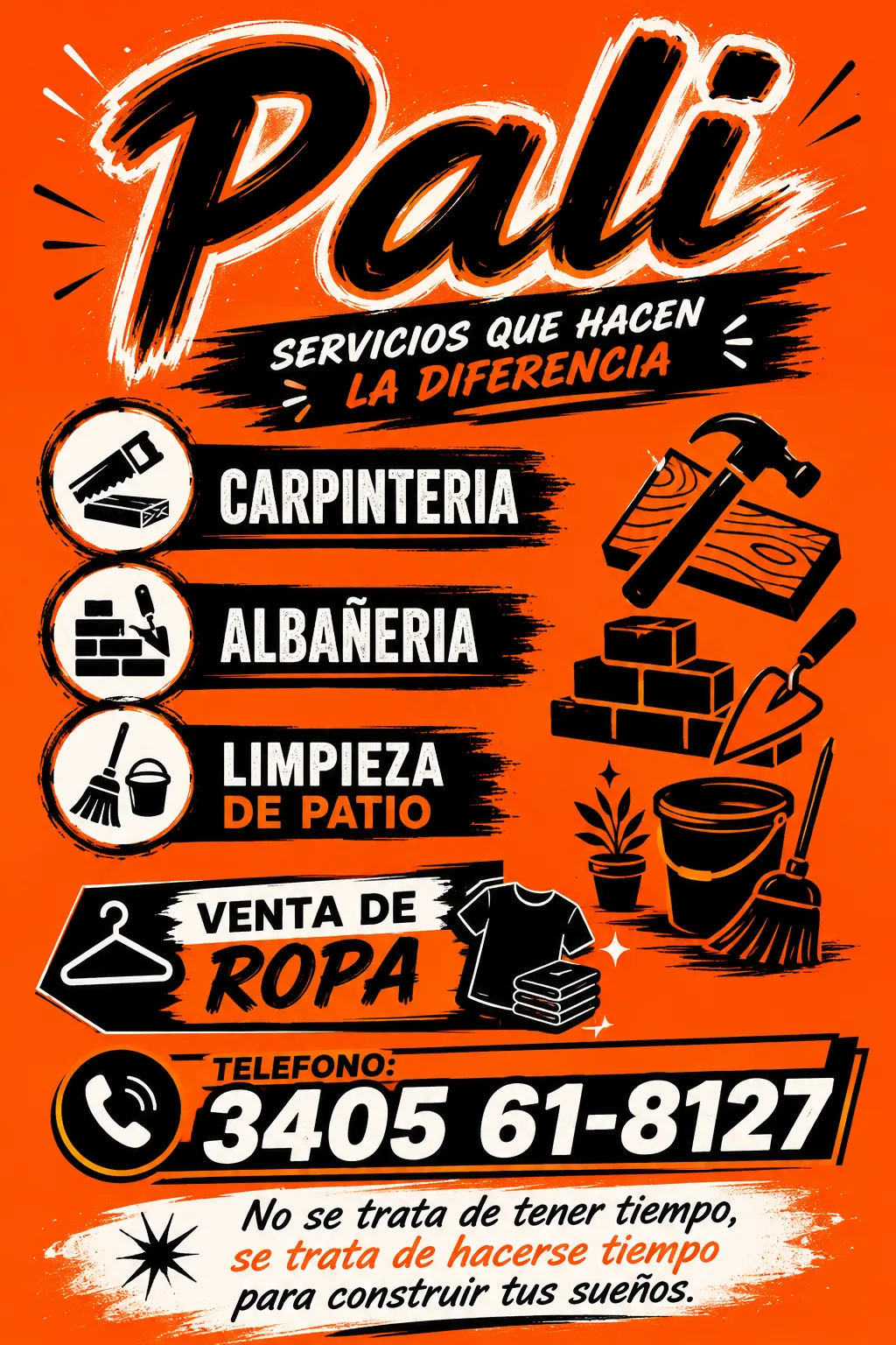 Ropa, albañileria, carpinteria, limpieza de patio