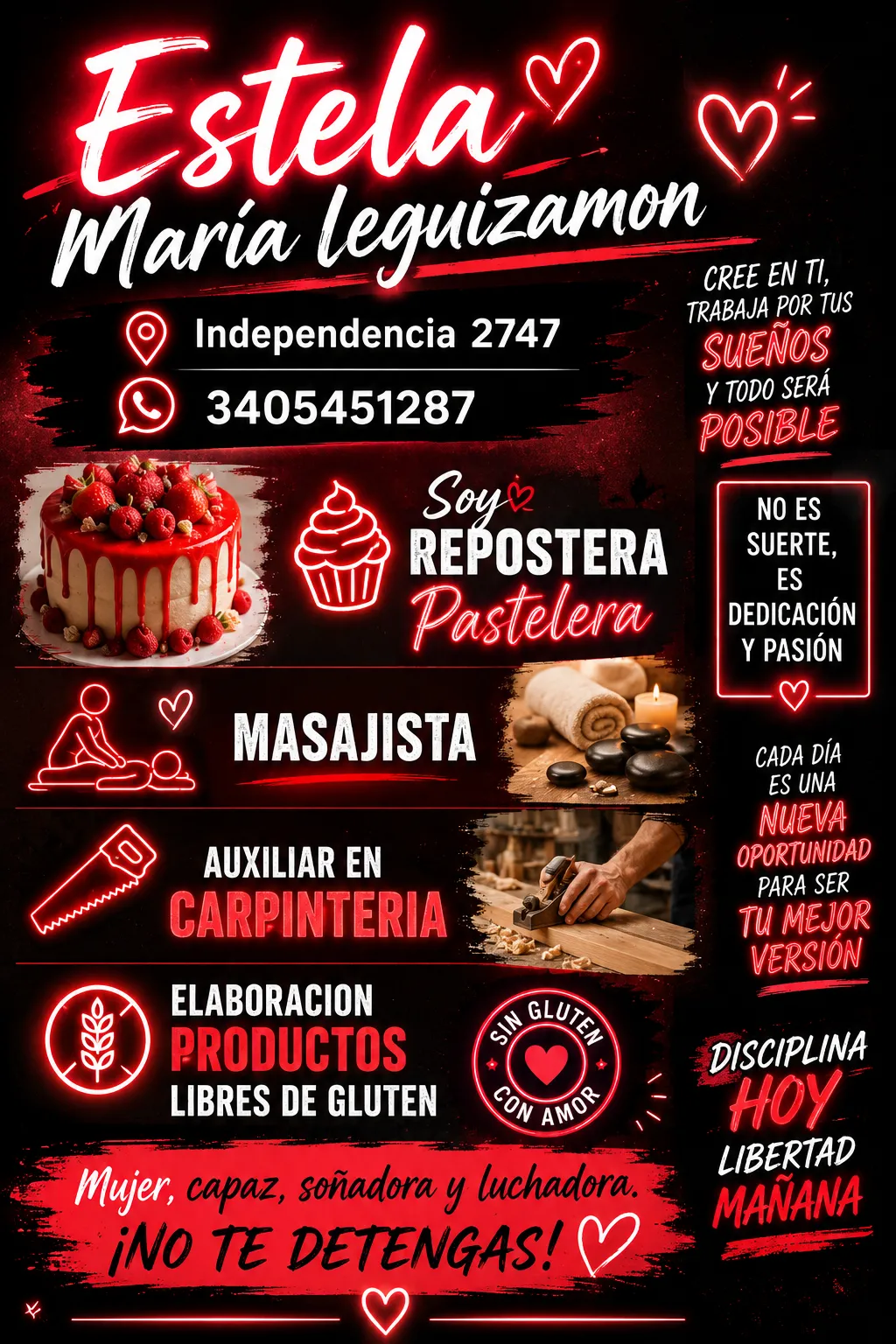 Auxiliar en carpinteria, reposteria artesanal etc